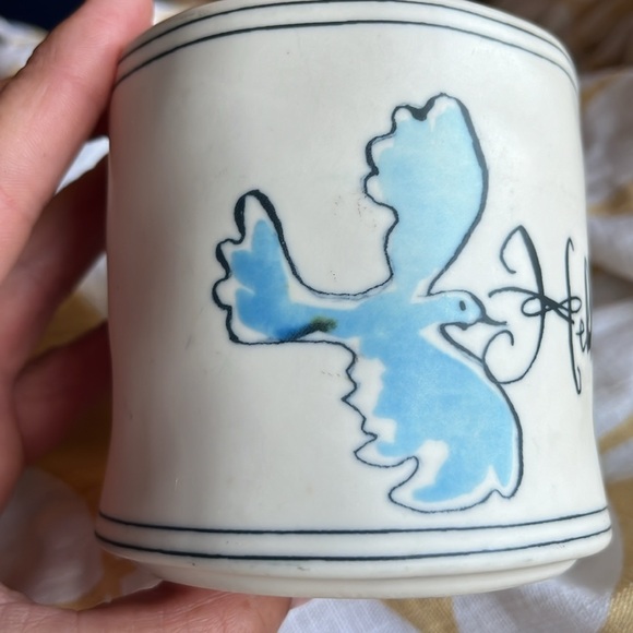 Anthropologie Polka Dot Sketchbook Collection "Hello Day” Bird Mug - Picture 5 of 9